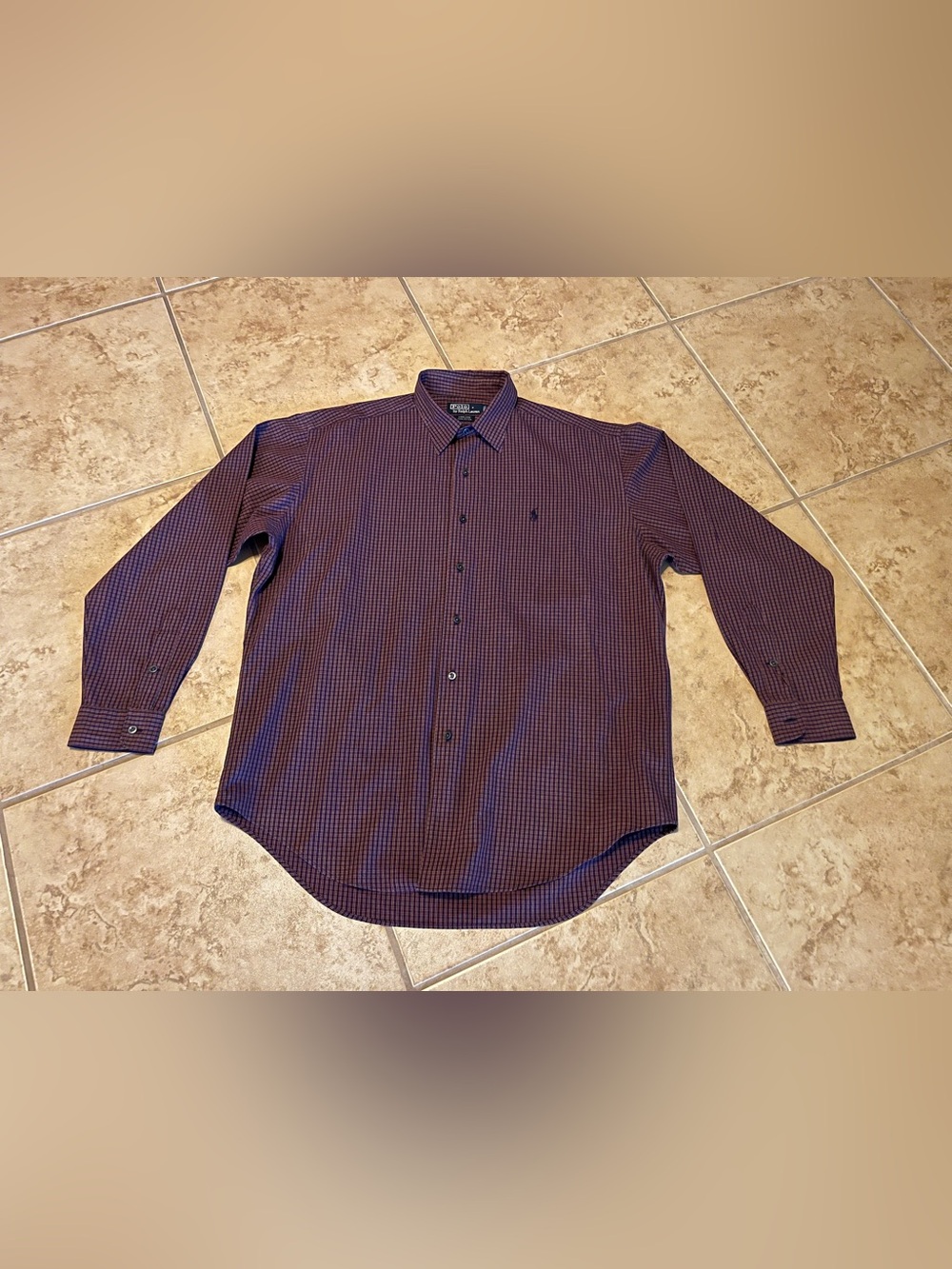 Polo Ralph Lauren Check Plaid Shirt Marlow 100% Cotton Men’s Large Pony Logo